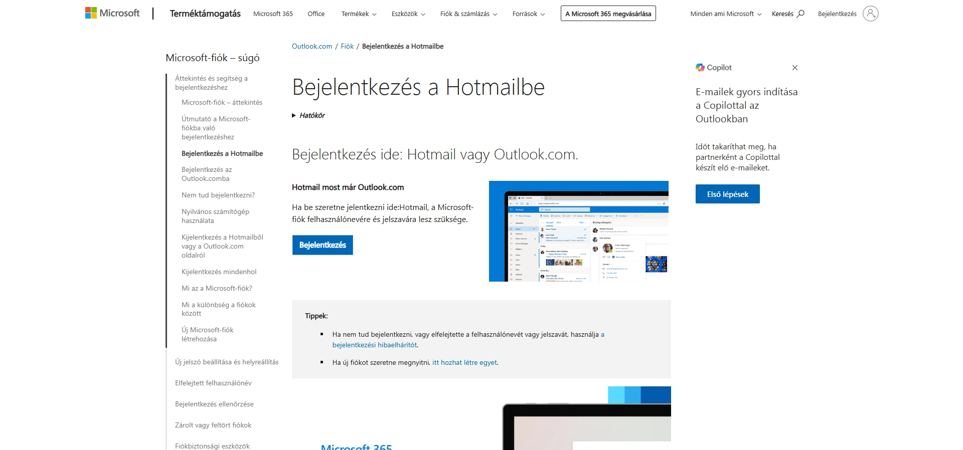 Hotmail belépés